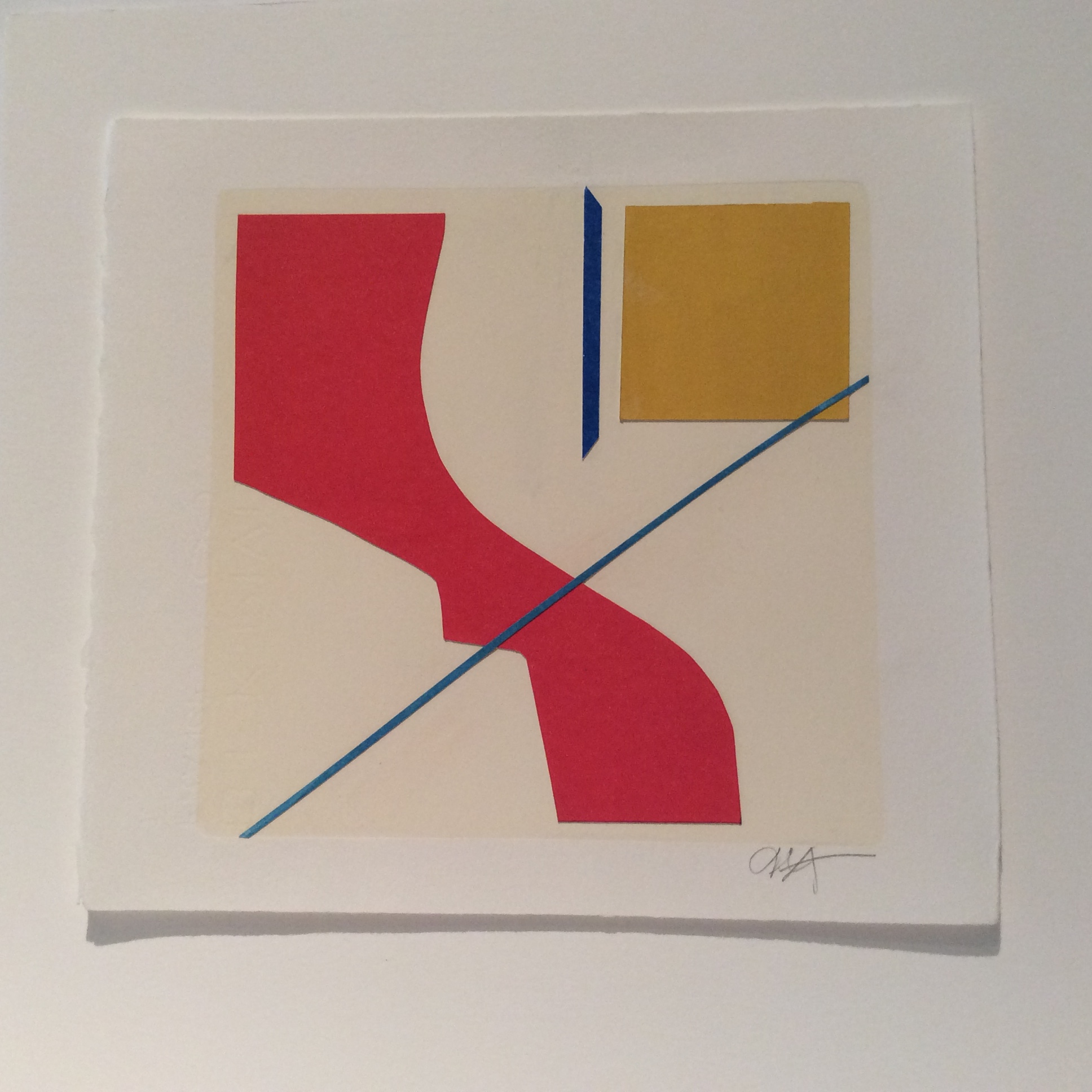 mounted and signed. SALE abstract monoprint piece by Jess Levine